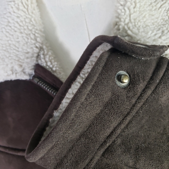 LEVI'S Men's Microsuede Trucker Jacket Vintage Brown Fleece Lining Size Medium - Picture 4 of 16